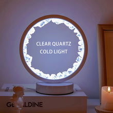 Load image into Gallery viewer, LED Crystal Round Lamp Night Light – Healing Amethyst, Citrine & Clear Quartz Gemstone Décor