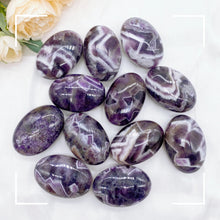Load image into Gallery viewer, 60mm Amethyst Quartz Crystal – Polished Palm Stone for Reiki, Energy Healing, Gift or Home Decor