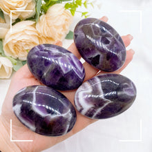 Load image into Gallery viewer, 60mm Amethyst Quartz Crystal – Polished Palm Stone for Reiki, Energy Healing, Gift or Home Decor