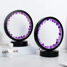 Load image into Gallery viewer, LED Crystal Round Lamp Night Light – Healing Amethyst, Citrine & Clear Quartz Gemstone Décor