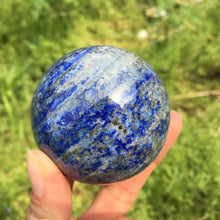 Load image into Gallery viewer, 70mm Natural Lapis Lazuli Crystal Sphere – Polished Healing Stone Ball for Reiki, Decor, or Crafts