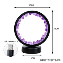 Load image into Gallery viewer, LED Crystal Round Lamp Night Light – Healing Amethyst, Citrine & Clear Quartz Gemstone Décor