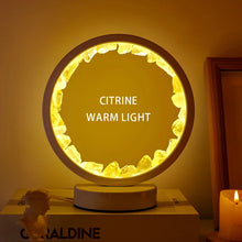 Load image into Gallery viewer, LED Crystal Round Lamp Night Light – Healing Amethyst, Citrine & Clear Quartz Gemstone Décor