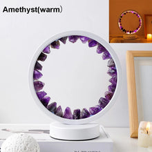 Load image into Gallery viewer, LED Crystal Round Lamp Night Light – Healing Amethyst, Citrine & Clear Quartz Gemstone Décor