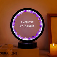Load image into Gallery viewer, LED Crystal Round Lamp Night Light – Healing Amethyst, Citrine & Clear Quartz Gemstone Décor