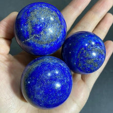 Load image into Gallery viewer, 70mm Natural Lapis Lazuli Crystal Sphere – Polished Healing Stone Ball for Reiki, Decor, or Crafts