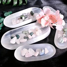 Load image into Gallery viewer, Natural White Selenite Oval Plate Bowl – Crystal Mineral Display Dish for Collection &amp; Home Décor