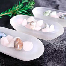 Load image into Gallery viewer, Natural White Selenite Oval Plate Bowl – Crystal Mineral Display Dish for Collection &amp; Home Décor