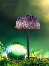 Load image into Gallery viewer, Amethyst Healing Crystal Metal Stand