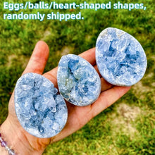 Load image into Gallery viewer, Natural Blue Celestite Geode Crystal Cluster – Mineral Specimen for Collection &amp; Home Decor