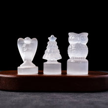 Load image into Gallery viewer, Natural Selenite Carved Crystal Figurine – Buddha, Owl, Angel &amp; Christmas Tree Statue for Home Decor &amp; Collection