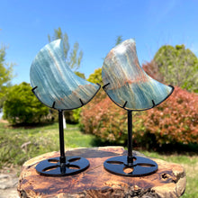 Load image into Gallery viewer, Natural Blue Calcite Moon Carving – Hand Polished Crystal Stone for Home Decor &amp; Collection