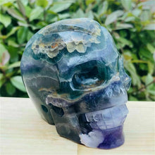 Load image into Gallery viewer, Natural Fluorite Crystal Skull Carving