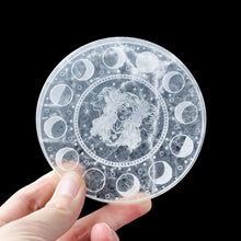 Load image into Gallery viewer, Natural Selenite Charging Plate – Engraved Moon Goddess Crystal Charging Disc for Home Decor &amp; Chakra Healing