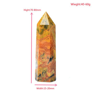 Crazy Agate Tower – 1PC Hexagonal Crystal Point for Reiki Healing, Meditation, Energy Use
