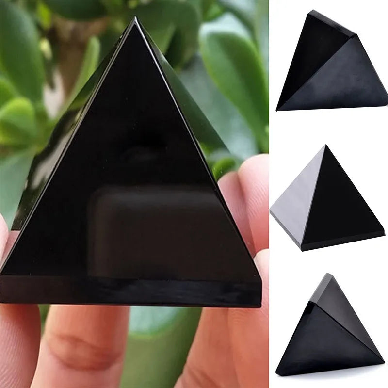Natural Obsidian Stone Pyramid