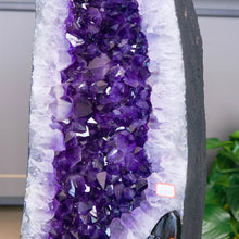 Load image into Gallery viewer, Natural Amethyst Geode Crystal Cluster – High Quality Mineral Specimen with Wood Base for Home Decor &amp; Collection