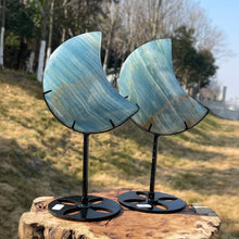 Load image into Gallery viewer, Natural Blue Calcite Moon Carving – Hand Polished Crystal Stone for Home Decor &amp; Collection