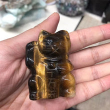 Load image into Gallery viewer, Natural Tigers Eye Lucky Fortune Cat Statue Carving for Healing