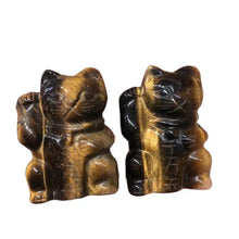 Load image into Gallery viewer, Natural Tigers Eye Lucky Fortune Cat Statue Carving for Healing