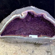 Load image into Gallery viewer, Natural Amethyst Geode Crystal Cluster – Tall Thin Quartz Mineral Specimen for Collection &amp; Home Decor