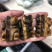 Load image into Gallery viewer, Natural Tigers Eye Lucky Fortune Cat Statue Carving for Healing