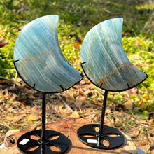 Load image into Gallery viewer, Natural Blue Calcite Moon Carving – Hand Polished Crystal Stone for Home Decor &amp; Collection