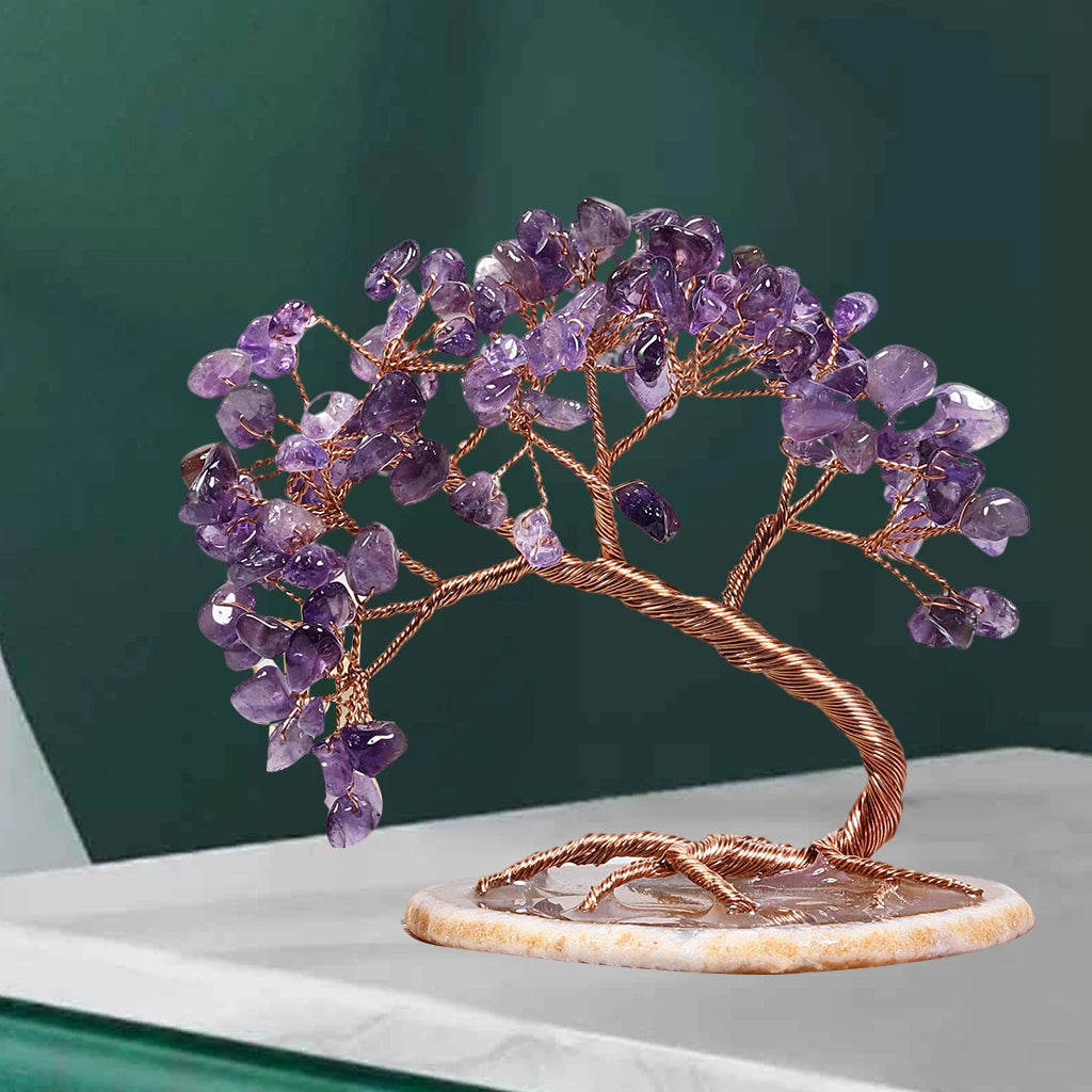 Crystal Gemstone Bonsai Tree – Choose from Multiple Stones – Feng Shui Home Decor, Office, Gift Ornament