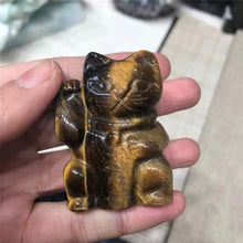Load image into Gallery viewer, Natural Tigers Eye Lucky Fortune Cat Statue Carving for Healing