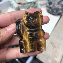 Load image into Gallery viewer, Natural Tigers Eye Lucky Fortune Cat Statue Carving for Healing
