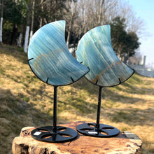 Load image into Gallery viewer, Natural Blue Calcite Moon Carving – Hand Polished Crystal Stone for Home Decor &amp; Collection