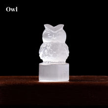 Load image into Gallery viewer, Natural Selenite Carved Crystal Figurine – Buddha, Owl, Angel &amp; Christmas Tree Statue for Home Decor &amp; Collection