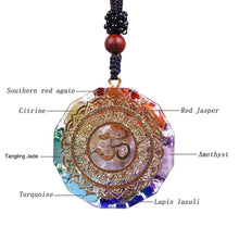 Load image into Gallery viewer, Seven Chakra Orgonite Energy Om Symbol Natural Crystal Pendant for Healing