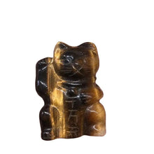 Load image into Gallery viewer, Natural Tigers Eye Lucky Fortune Cat Statue Carving for Healing
