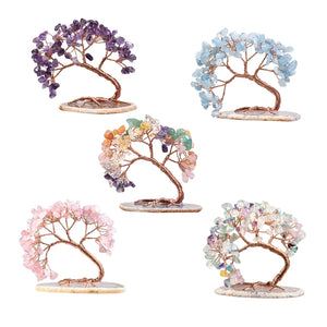 Crystal Gemstone Bonsai Tree – Choose from Multiple Stones – Feng Shui Home Decor, Office, Gift Ornament