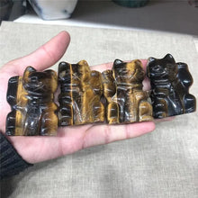 Load image into Gallery viewer, Natural Tigers Eye Lucky Fortune Cat Statue Carving for Healing