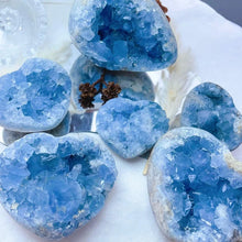 Load image into Gallery viewer, Natural Blue Celestite Geode Crystal Cluster – Mineral Specimen for Collection &amp; Home Decor