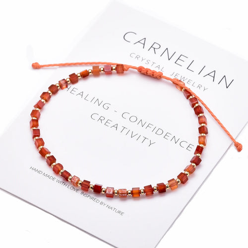 High Quality Natural Carnelian 14k Gold Plated Copper Beaded Bracelet