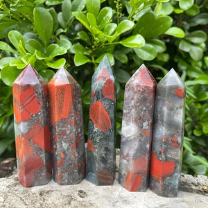 Natural Bloodstone Healing Energy Obelisks