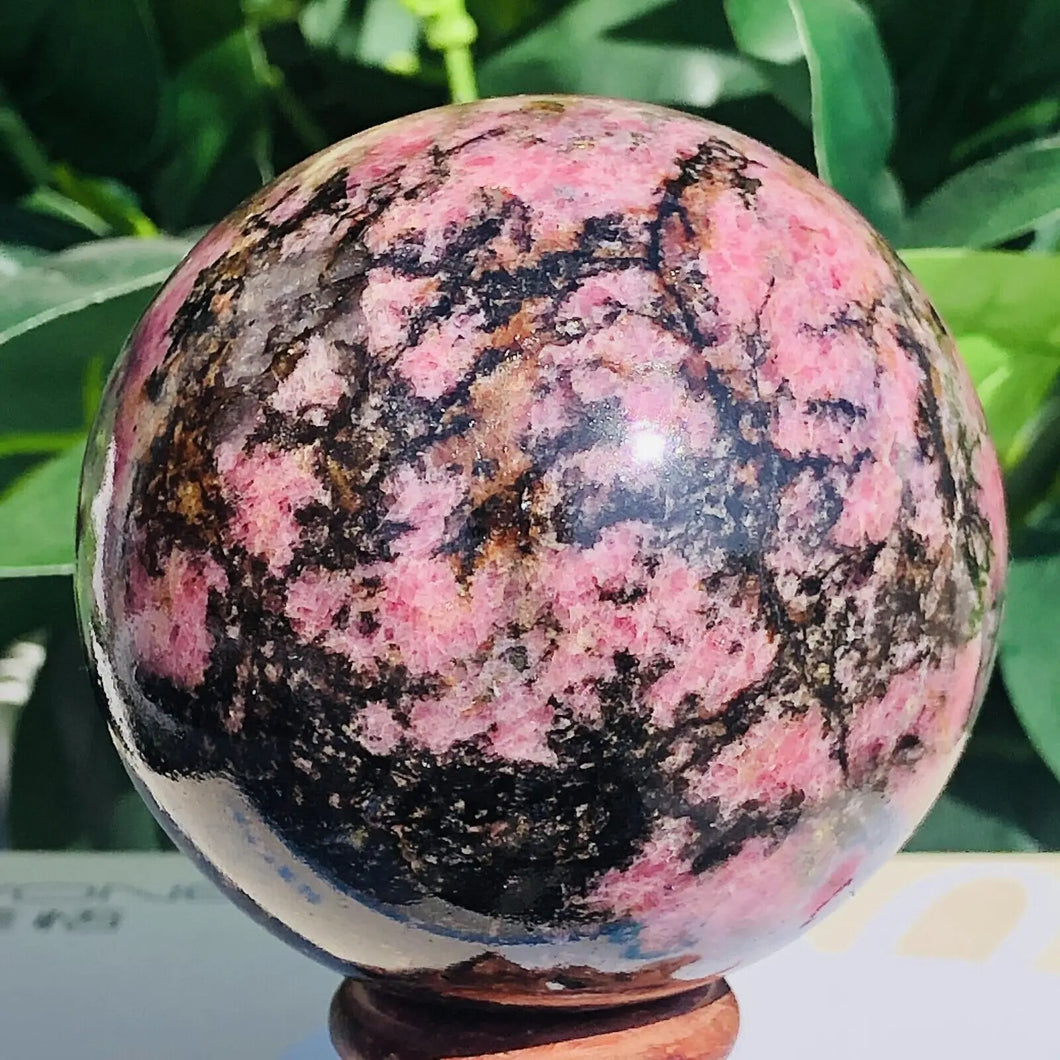 Natural Rhodonite Stone Energy Sphere