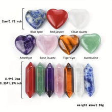 Load image into Gallery viewer, 7 Double Tip Hexagonal Points 7 Hearts Crystals And Stones 14Pc Set