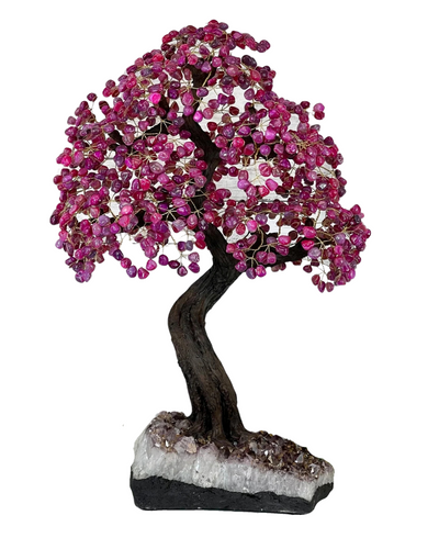 Pink Agate Tree with Amethyst Base 33 Inches Tall
