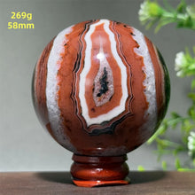 Load image into Gallery viewer, Natural Striped Agate Crystal Sphere – Quartz Mineral Specimen for Collection, Meditation &amp; Home Decor