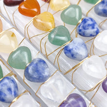 Load image into Gallery viewer, Natural Selenite Crystal Wand with 7 Chakra Heart Stones – Wire Wrapped Meditation &amp; Healing Crystal Set