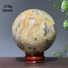 Load image into Gallery viewer, Natural Crazy Agate Crystal Sphere – Gemstone Meditation Ball with Display Base for Collection &amp; Home Decor