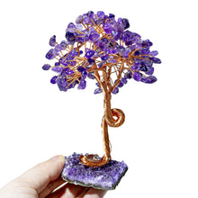 Load image into Gallery viewer, Amethyst Healing Crystal Tree Wrapped with Wire on Natural Crystal Gravel with Base Stone