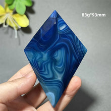 Load image into Gallery viewer, Natural Blue Agate Diamond Shaped Polished Mineral Specimen Home Decor