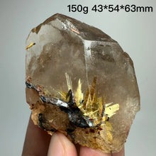 Load image into Gallery viewer, Natural Brazil Gold Rutilated Quartz Hair Crystal and specular hematite symbiosis Mineral Specimen