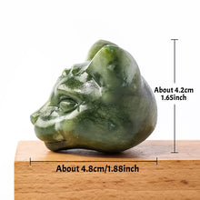 Load image into Gallery viewer, 1PC Natural Green Jade Cat Head Figurine Hand Carved Home Decor
