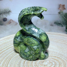 Load image into Gallery viewer, Natural Green Jasper Snake Carving – Crystal Animal Figurine Mineral Stone for Collection &amp; Home Decor